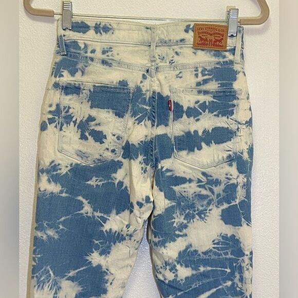 Levi’s - 721 High Rise Skinny Ankle Tie Dye Jeans Raw Hem - Size 27 - Picture 12 of 14